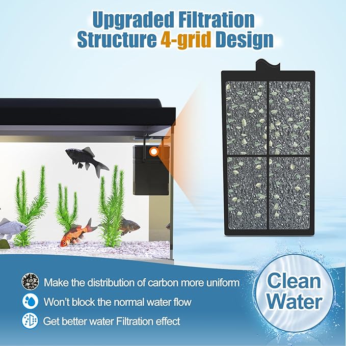 15 Pack PF-S Filter Cartridges Compatible with Silenstream PF10 Power Filters, Remplacement Aquarium Carbon Cartridge with Zeolite