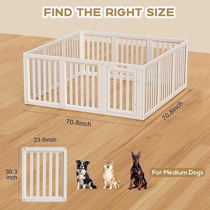 Dog Playpen, Clear Dog Pen, Dog Pen Indoor, Easy to Install and Remove Dog Play Pen, Puppy Playpen Suitable for Dogs, Cats,Dog Playpen Indoor (White, 30.3 inch Height, 12 Panels)
