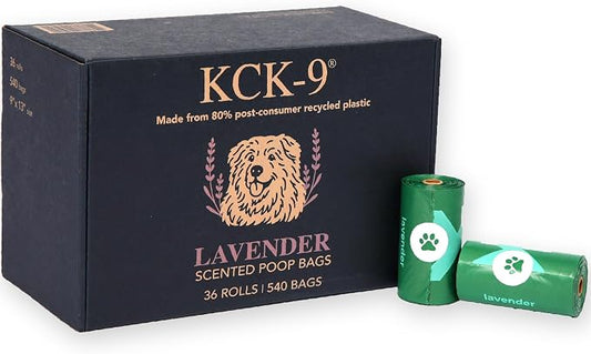 80% Recycled Plastic Dog Poop Bags – Extra Thick, Leak Proof Waste Bags, Big Dog Approved (Lavender, 540 Bags)
