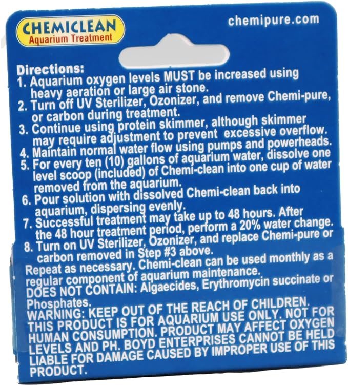 Boyd Chemiclean 2g Treats up to 300 Gallons - Effective Cyanobacteria Chemi-Clean for Marine & Freshwater Aquariums, Safe for Fish, Corals & Invertebrates