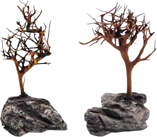 YZHZOM 2pcs Small Bonsai Aquarium Tree,4-6inch,Handmade Aquarium Bonsai Tree Aquarium Decor Tree