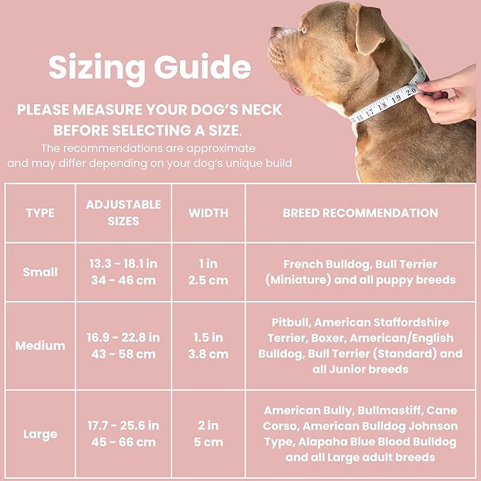 Heavy Duty Dog Collar, Tactical Dog Collar, Dog Collars for Medium Dogs, Waterproof Dog Collar, Dog Training Collar, Quick-Release Metal Buckle, Adjustable Sizes – BULLYBREED (Light Pink, Medium)