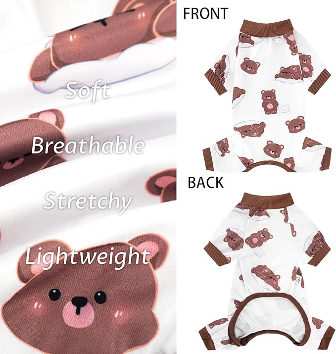XPUDAC 4 Pack Dog Pajamas for Small Dogs, Puppy Clothes for Boy Girl Strechy Soft Pet Jumpsuit, Cat Onesiel-Small