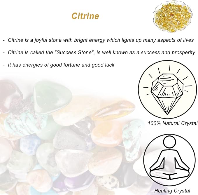 Erliway Natural Citrine Tumbled Chips Crushed Crystal Stone, 7-9mm | Polished Healing Crystal Chips Healing Reiki Crystal Jewelry Making Home Decoration, Aquarium, Vase Fillers, Plants Décor