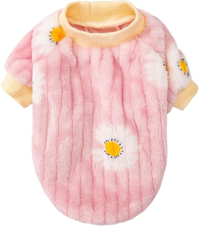 FabriCastle Small Dog Sweaters, 3-Pack Dog Clothes, Soft and Warm Pet Jackets XXS XS S for Dogs Girl & Cats, Winter Pet Apparel Costumes, Female Puppy Outfits for Christmas (Pink,violet,yellow, Small)