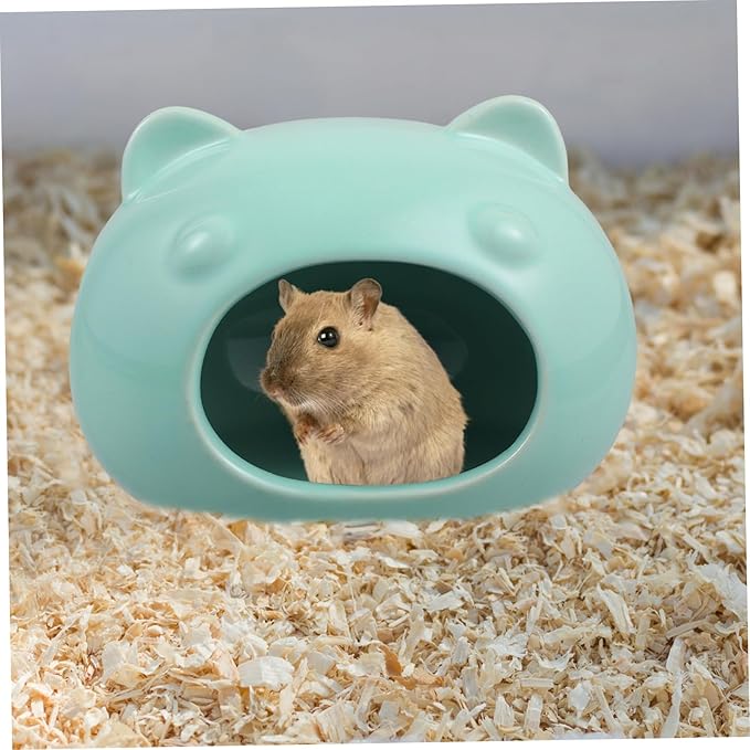 Happyyami Adorable Small Pet House Ceramic Hamster Habitat Lightweight Portable Hideout for Rats Mice Guinea Pigs