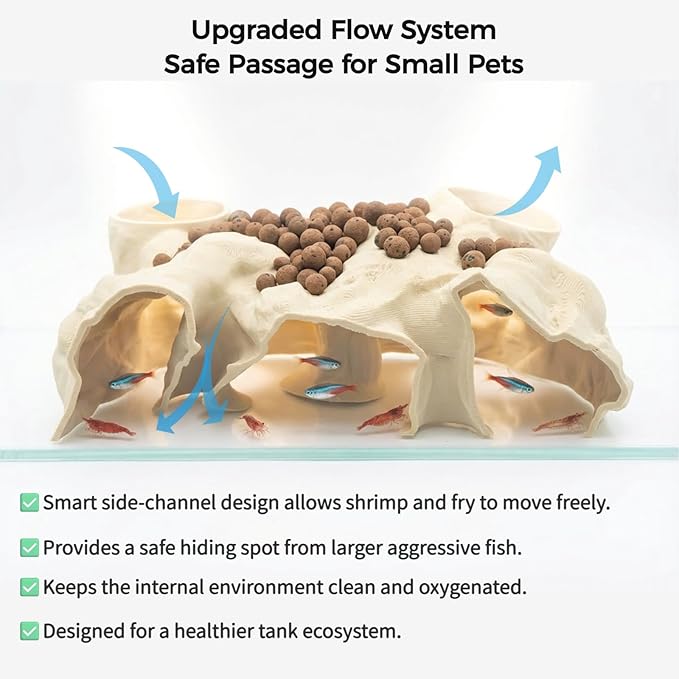 Large Aquarium Tunnel & Cave (9.5" L), 3D Printed Substrate Viewer Fish Hideout with Wide Top Entrances, Tank Decor for Small Fish, Corydoras, Betta & Shrimp - Set with 3 Mini Accessories(Black)