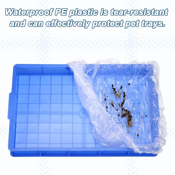 Disposable Bird Cage Liners, Clear Plastic Cage Liners for 20x13 Inch Pallets Tray Universal Elastic Film, (30 Pcs), Intended for Parakeet/Cockatiels/Rabbit/Guinea Pig