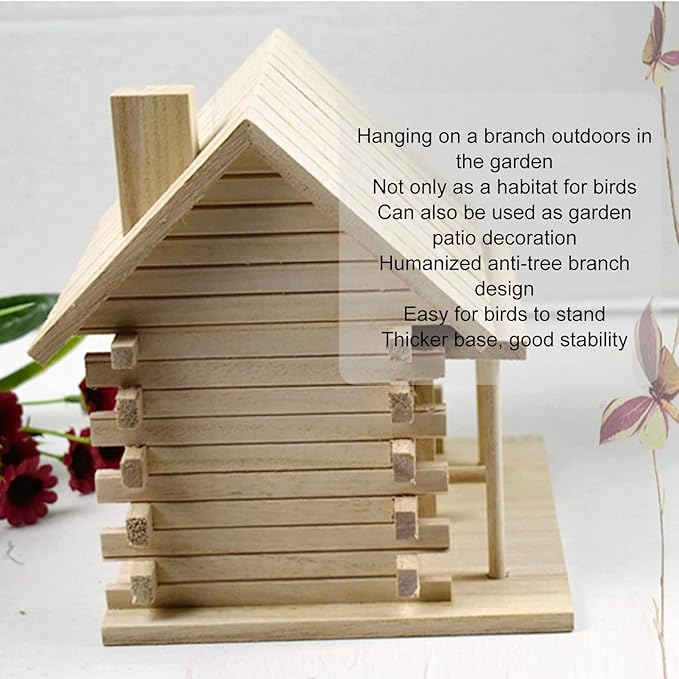 Wooden Birdhouse, Unpainted Bird Nest DIY Kit Paint Hanging Mini Bird Houses for Outside DIY Crafts Indoor Outdoor Nesting Box Garden Decoration