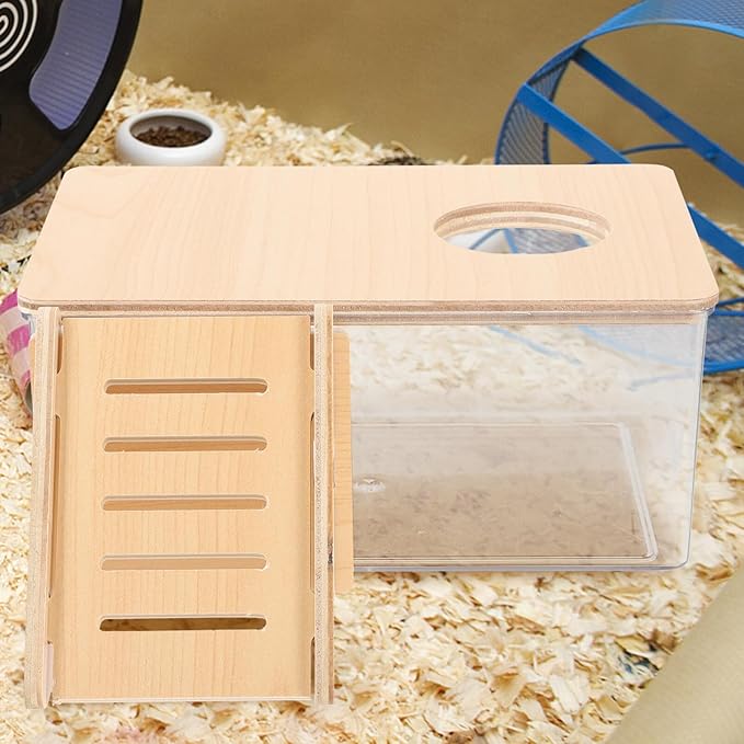 Ipetboom Hamster Sand Bath Kit Chinchilla Dust Bath House for Small Animals Transparent Reusable
