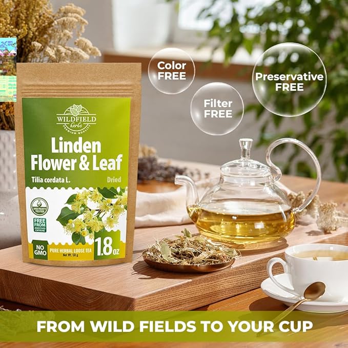 1.8 oz. Linden Tea Loose Leaf Te De Tilo Dried Linden Blossom Herb (Tilia Cordata) - 50g Tea Herbal Lipa Tila