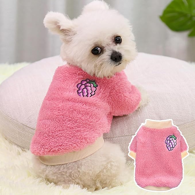 Winter Dog Clothes for Small Dogs, Warm Fleece Puppy Sweater, Cute Small Dog Sweaters for Girls Like Teacup Chihuahua Yorkie Clothing, XS, 2 Pack