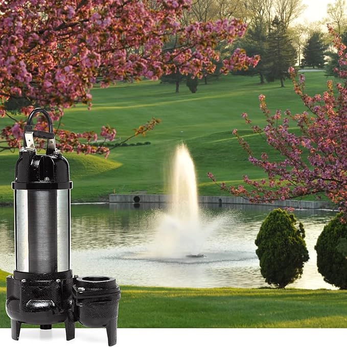 Little Giant WGFP-150, 115V, 1.5 HP, 9750 GPH Water Feature Pump, 19' cord | Stainless steel and cast iron body for powering water features, large fountains and pond filtration systems, 566071