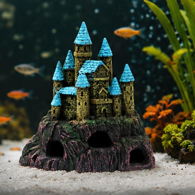 Artistic Underwater Castles Hideouts for Fish and Shrimp Durability Resin Aquariums Ornament Fish Tanks Castles Cave Resin Aquarium Decoration