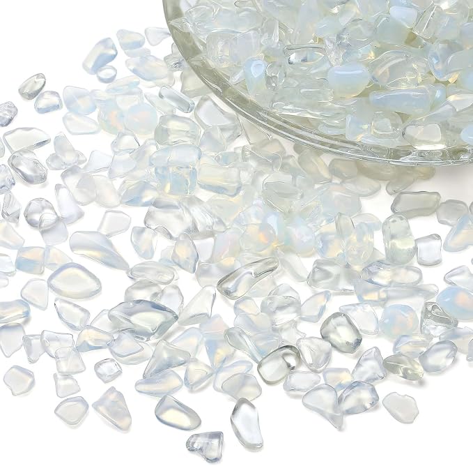 LAIDANLA Opalite Crushed Stone Crystal Chips Bulk Natural Gemstones Healing Reiki Crystals Mini Quartz Vase Filler Aquarium Gravel 100g