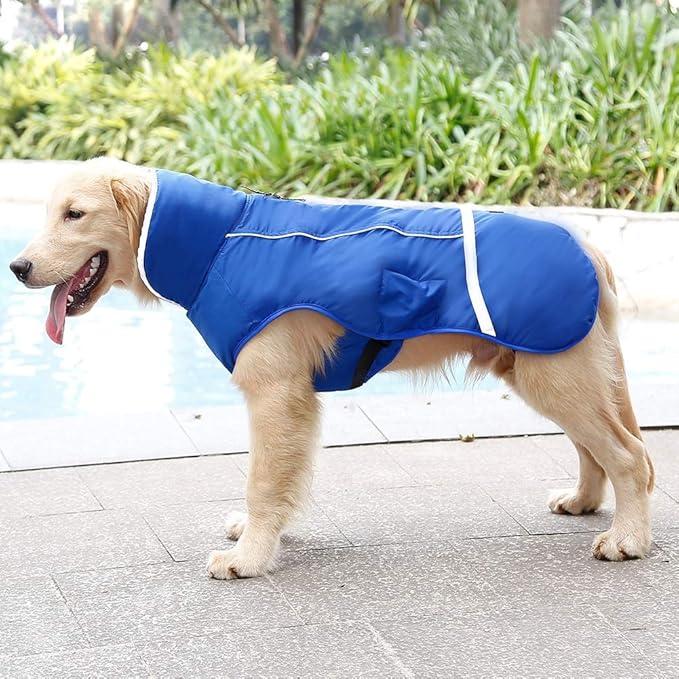 QBLEEV Warm Dog Coat Reflective Dog Jacket, Waterproof Dog Winter Coat Turtleneck Dog Clothes for Cold Weather, Thick Fleece Dog Snowsuit Christmas Dog Vest Pet Apparel for Small Medium Large Dogs 2XL