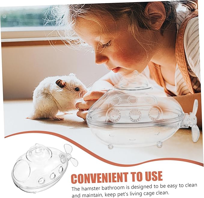 Hemoton Transparent Submarine-Shaped Hamster Sand Bath Box for Small Pets Multi-Functional Sand Bathroom and Toilet Accessory for Hamsters Mice and Chinchillas