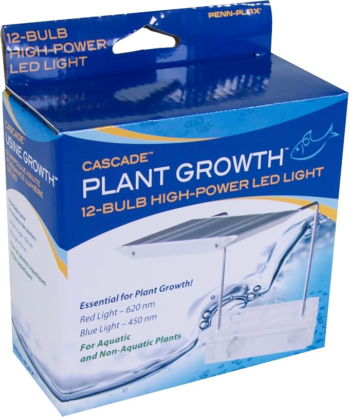 Penn-PLAX Cascade Plant Growth LED Clip-On Light for Rimless Aquariums – Great for Aquatic and Non-Aquatic Plants – 12-Bulb Multicolor
