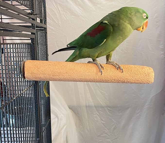 Polly's Pastels Nail Trimming & Beak Conditioning Safety Perch for Cockatiels, Cockatoos, Macaws, Parakeets, Budgies, Parrots and All Other Birds (Coral, Large Long-1 1/2" Dia. x 14" Long)