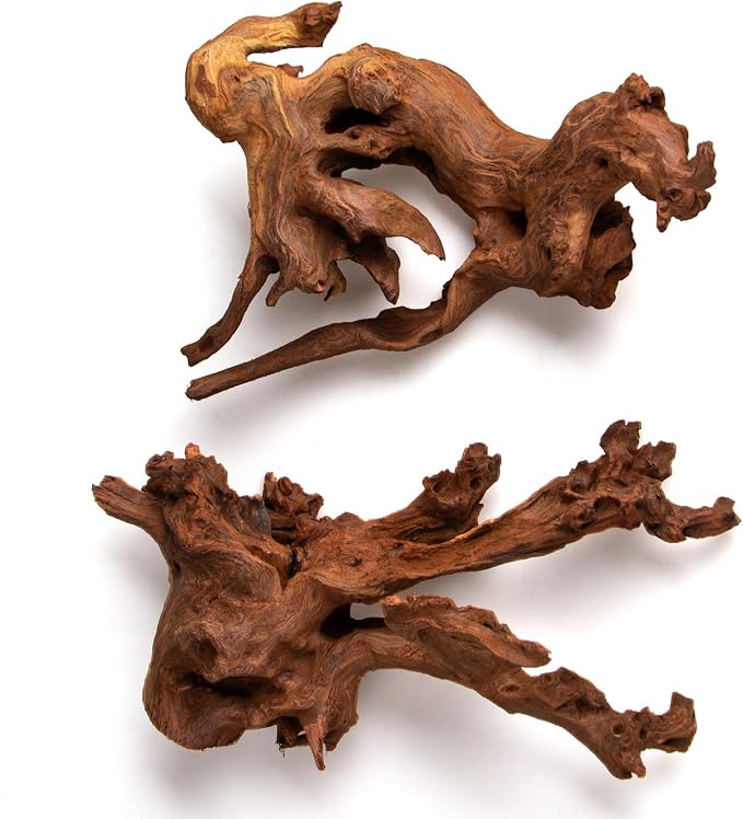 2pcs emours Natural Mopani Wood Fish Tank Decor Aquarium Driftwood Terrarium Wood, 11-16 in