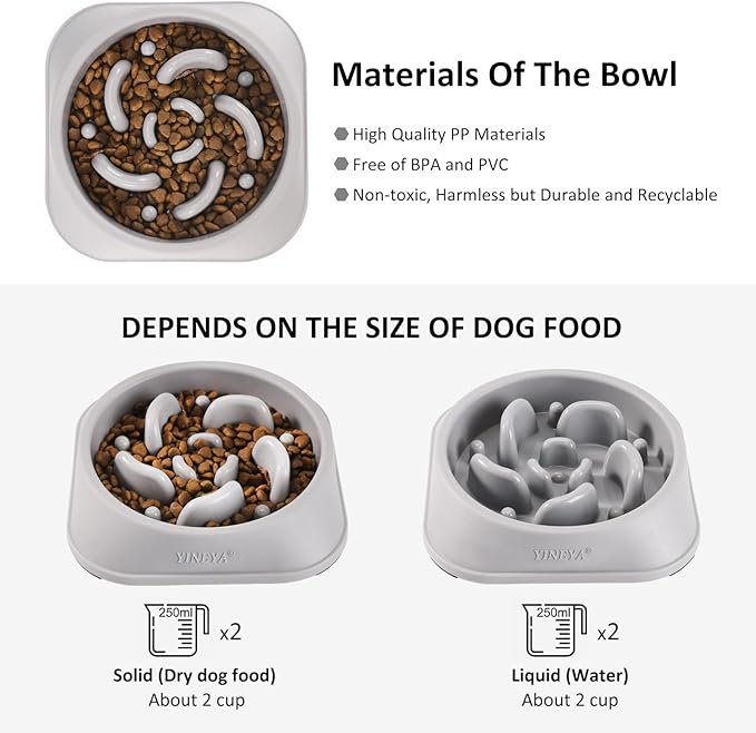 YINEYA Slow Feeder Dog Bowls, Pet Supplies That Slow Down Eating, Pet Food Bowls, Maze Dog Puzzle Feeder for Medium Breed