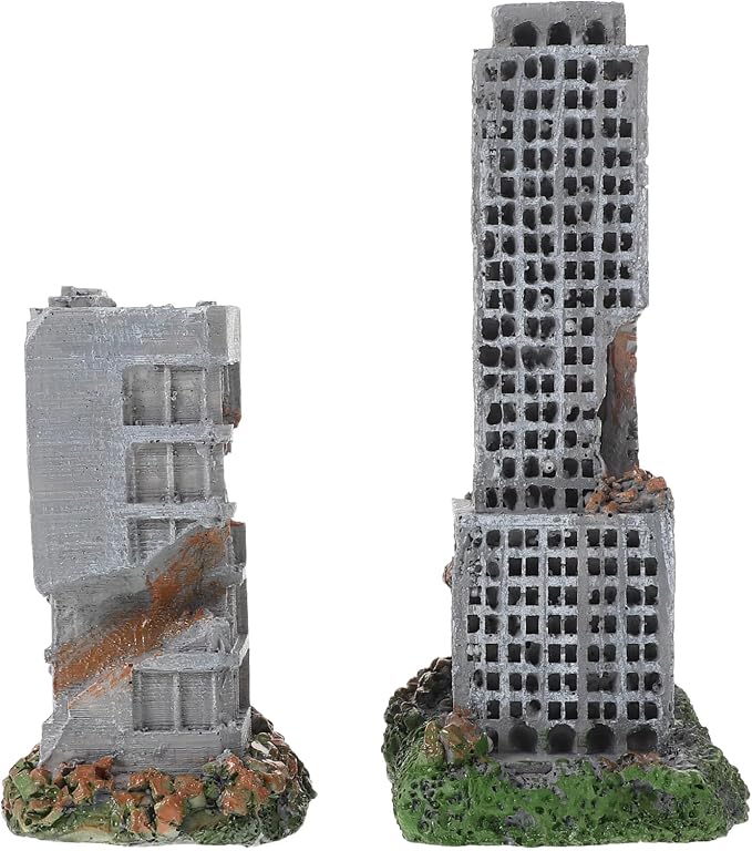 Totority Aquarium Castle Ruins Decoration, 2 Pcs Resin Fish Tank Ornament | Resin Aquarium Ruins Decor with Hollow Hideout Spaces for Fish Tanks, Shrimp Habitats, and Underwater Landscape Designs