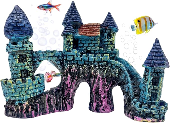 Cute Aquarium Castle Decor, Fish Tank Castle Ornaments, Fairy Aquarium Fish Tank Hide Caves Hideouts Hide House for Small Fish Betta Shrimp Crab Cichlids Guppy