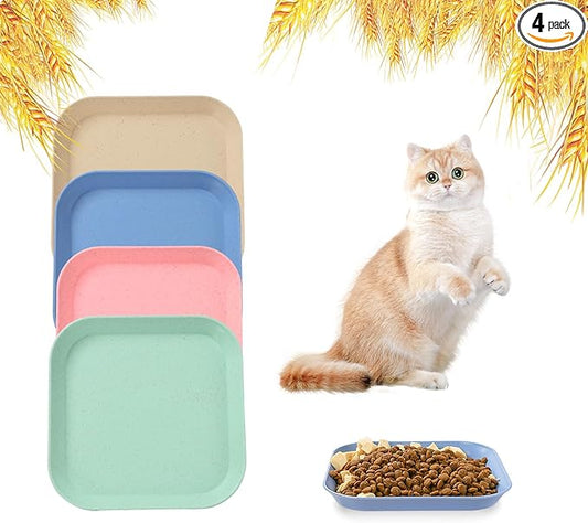 Whisker Fatigue Cat Bowls, 6 Inch Shallow Cat Food Bowl, Wide Pet Dishes for Indoor Cats Kittens and Short Legged Cats (4Pcs)