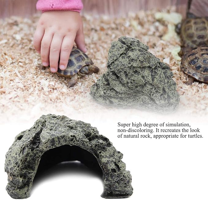 Maxmartt Small Turtle Hiding Cave Stone Shelter for Reptile Turtle Frog Zoo Aquarium Decoration