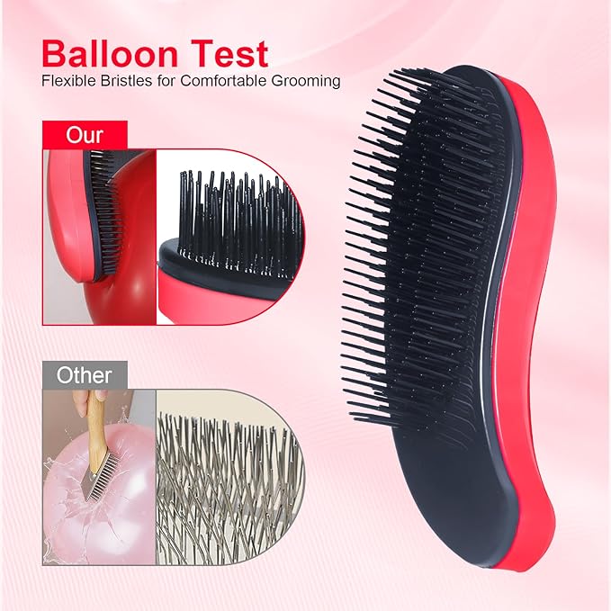 Small Dog Brush - Puppy Hair Brush- Grooming Tool for Teddy, Yorkies, Maltese, Shih Tzu, Chihuahua (Rose Red)