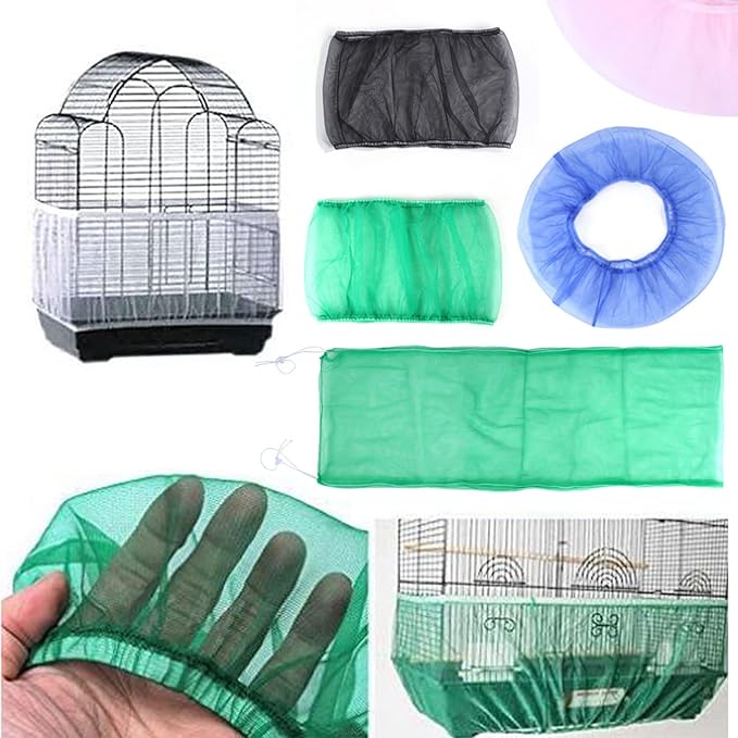 Bird Cage Seed Catcher Guard Parrots Mesh Net Cover Stretchy Soft Airy Fitting Skirt for Indoor Outdoor Feeders Bird Seed Catcher Net Large for Indoor Cage Outdoor Feeders Birdcage Cover Mesh Skirt