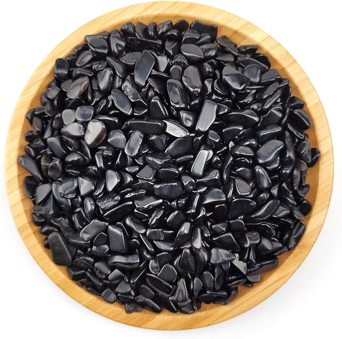 WAYBER Natural Crushed Black Obsidian, Decorative Gravel Stones, 1 Pound | Toxin-Free, Fade-Resistant, Ideal for Reiki Healing, DIY Crafts, Vase Filler, Aquarium & Bonsai Decoration