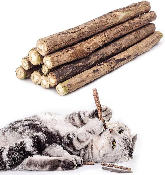 WoLover 20 PCS Cat Catnip Sticks Natural Matatabi Silvervine Sticks - Cleaning Teeth Molar Tools Kitten Chew Toy Natural Catnip Cats Toy