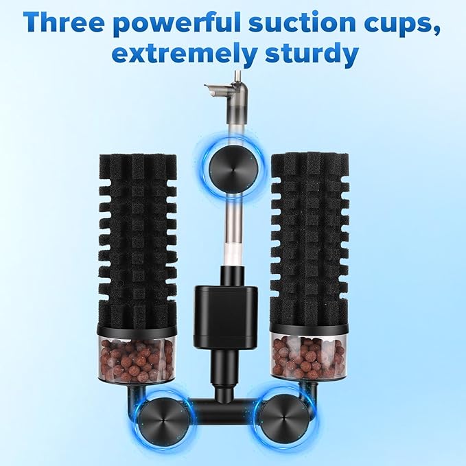 hygger Electric Aquarium Sponge Filter, 3.5W Quiet Fish Tank Filter Pump with 2 Spare Sponge & Bio Media Balls, Adjustable Outlet Venturi & Rain Mode(M for 10-40 Gal Fish Tank)