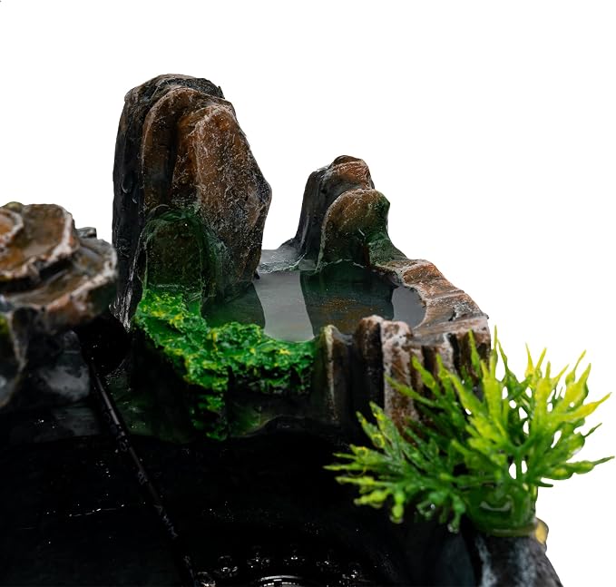 Indoor Fountain Rockery Tabletop Fountain with an Atomizer Elaxation | Water Feature Meditation Desktop Fountains for Home Office Decor or Gift 6.7''L x 5.9''W x 7''H with LED Light