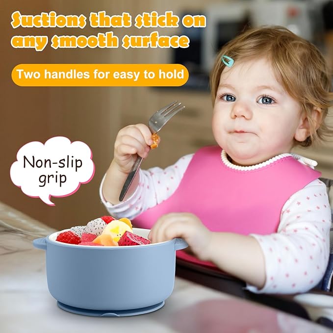Domensi 4 Sets Kids Porcelain Bowls with Suction Sleeves Toddler Suction Bowl Upgrade Durable Microwave Dishwasher Safe Cereal Soup Snack Dishes for Baby Children Feeding Supplies (Morandi Colors)
