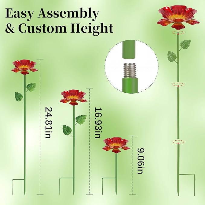 8 Pack Bee Watering Station - Flowers Butterfly Feeder, Bee Water Feeders for Outside, Metal Garden Decor, Bee Baths for Garden Yard Patio