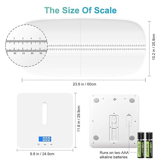 Digital Pet Scale, Baby Scale, with 3 Weighing Modes(kg/oz/lb), Max 220 lbs, Capacity with Precision up to 0.02lbs, White, Suitable for Infant, Puppies, Mom