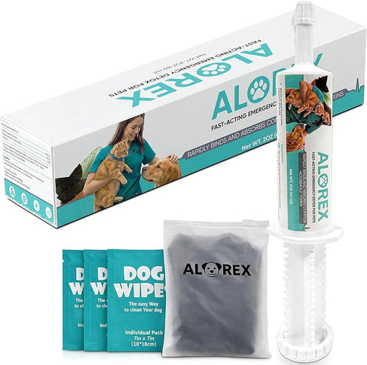 (60ml) Activated Charcoal for Dogs & Cats - Emergency Poisoning Aid Paste | Veterinary-Grade Digestive Aid for Toxin Binding, & Upset Stomach | Fast Acting Pet First Aid Kit - Pets Up to 80 lb