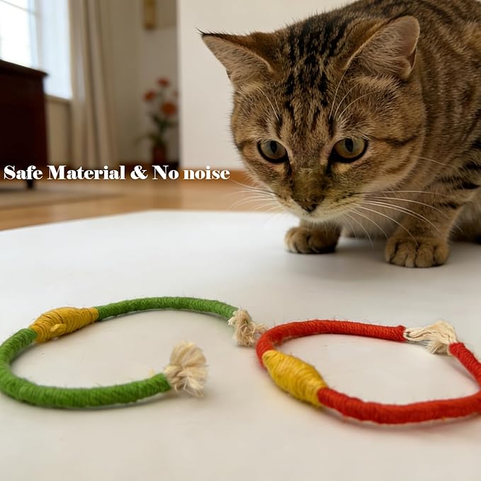 IUHKBH Silvervine Cat Toy, 4 Packs Colorful Chew Ropes with Silvervine Sticks and Refillable Natural Catnip Bag for Teeth Cleaning Safe Interactive Toy for Indoor Cat Kitten