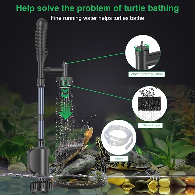 Electric Aquarium Gravel Cleaner, 36W 580 GPH Water Changer and Filter | Adjustable flow, 15 cm telescopic tube, 1.5 m hose, reusable sponge, low-water cleaning, and tool-free assembly