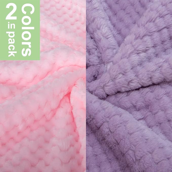 POMIU Dog Sweater, Dog Sweaters for Small Medium Dogs or Cat, Warm Soft Flannel Pet Clothes for Dogs Girl or Boy, Dog Shirt Coat Jacket (Coat Pink+Purple, Large)