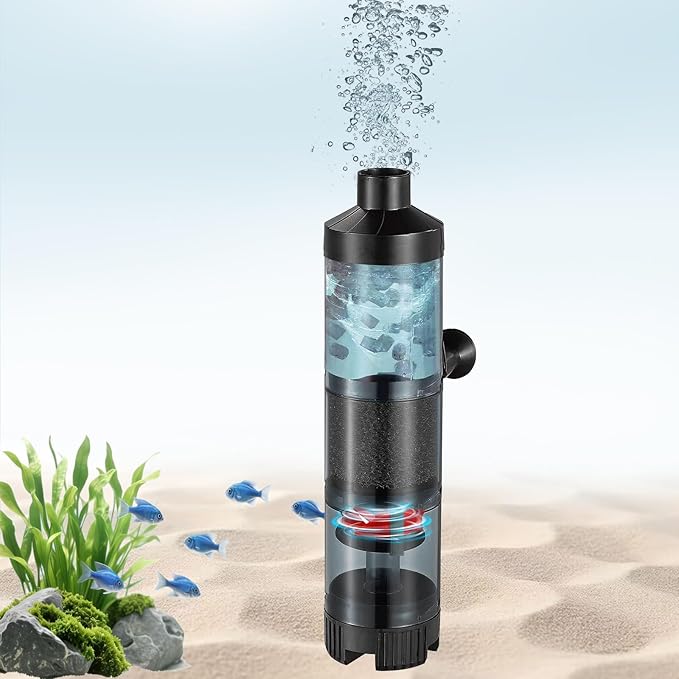 Carefree Fish Aquarium Sponge Bubble Filter with Fish Poops Collector Quiet for 10~60Gal Fish Tank for Saltwater and Freshwater(Not Include Air Pump)