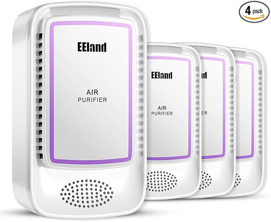 Plug In Air Purifier for Home Pets, Ionic Air Ionizers & Pet Odor Eliminator, Litter Box Deodorizer for Cats, Compact Filterless Air Freshener for Kitchen, Bedroom, Small Room, Ozone Free, 4-Pack