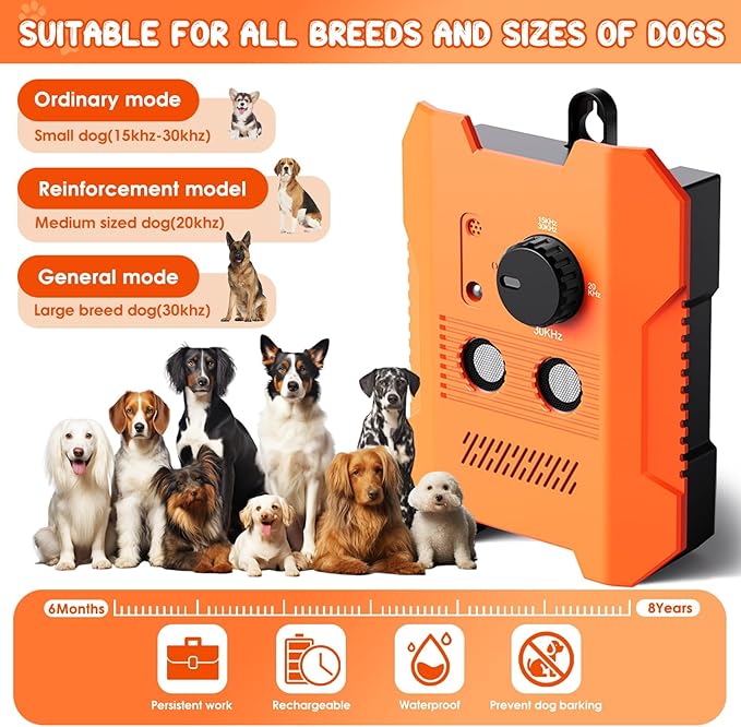 Dog Bark Deterrent Devices: Ultrasonic Anti Barking Device for Dogs | 3 Training Modes 50 FT Range Dog Barking Deterrent Silencer | Dog Barking Stopper Bark Box for Indoor Outdoor