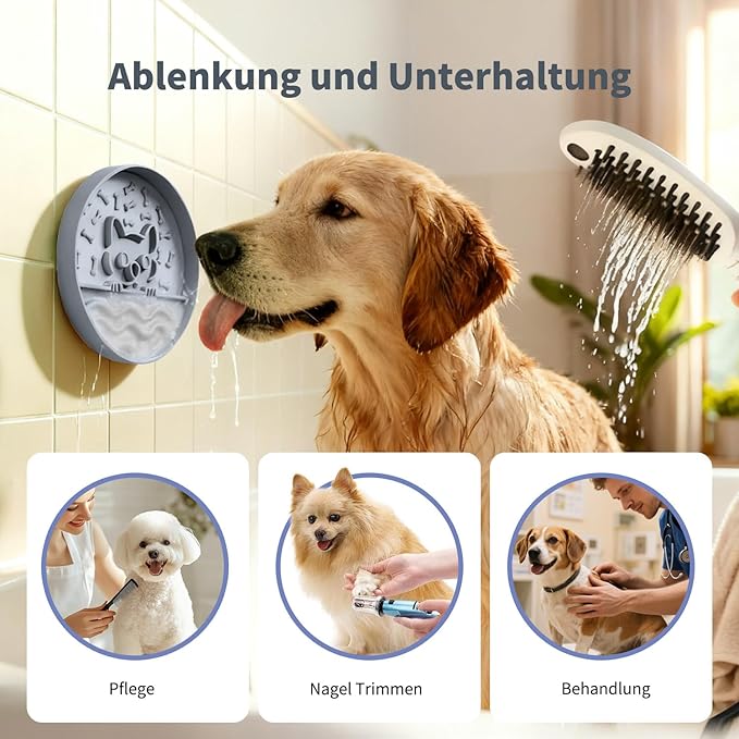 Slow Feeder Dog Bowl with Non-Slip Base, Silicone Puzzle Dog Food Bowl with Unique Design, Slow Feeding Bowl for All Types of Dogs Cats, Interactive Slow Eating, Anti-Choking, BPA-Free