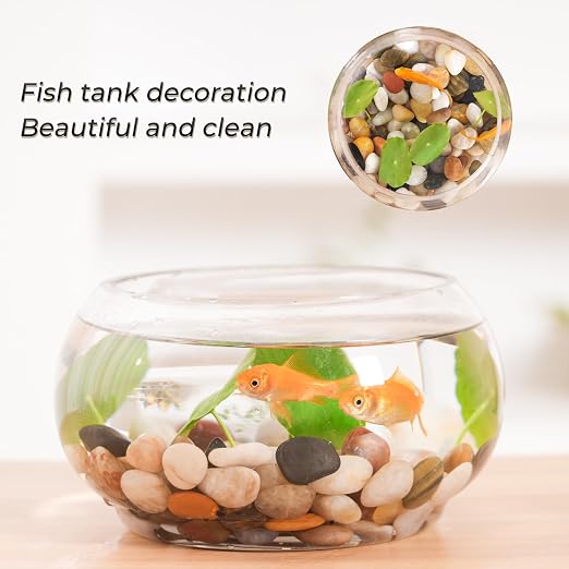 SIDONG 20 LB Mixed River Rocks, 0.3-0.5 Inches High Polished Pebbles for Indoor Plants, Aquarium Rocks Used in Fish Tank, Decorative Stones for Plants, Vases, Home Décor, Crafting, Garden Landscaping