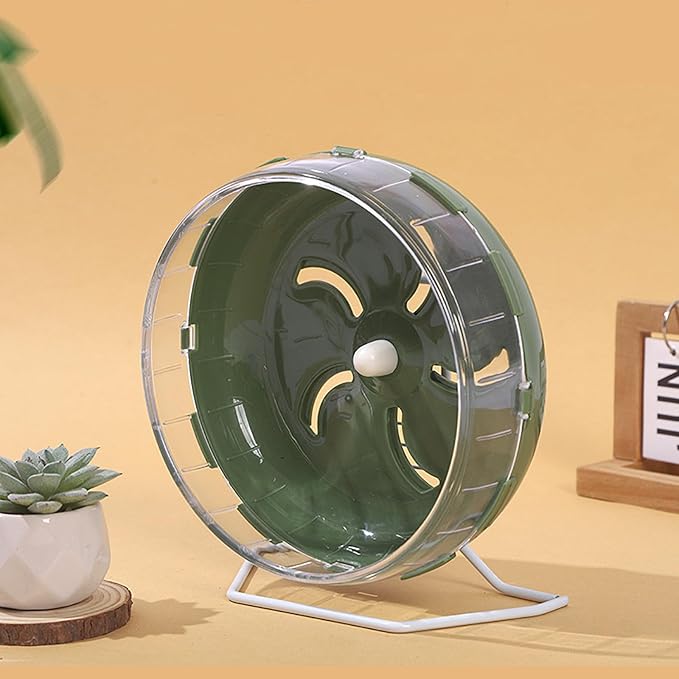 Hamster Wheel, 8.5 inch Silent Hamster Exercise Running Wheel with Stand,Pet Small Animals Exercise Running Toys,Adjustable Quiet Spinner for Guinea Pigs, Sugar Gliders, Gerbils (Green, 8.5in)