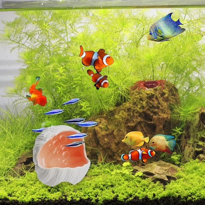 AnRui Cute Aquarium Decorations Ceramic Conch Shell-Shaped House Thematic Betta Fish Tank Accessory Decor Ornament Hideout Cave for Fish Playing or Hiding, Pink