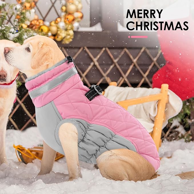 AOFITEE Dog Coat, Warm Dog Jackets for Small Dogs, Dogs Winter Coat with Harness Built in, Reflective Pet Winter Jacket, Waterproof Windproof Puppy Puffer Jacket Fleece Vest, Pink XS